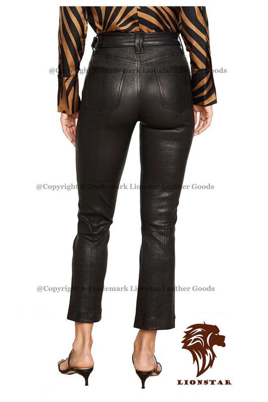 Women Leather Pants Back