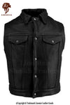 Men's Black Biker Cut Off Leather Vest
