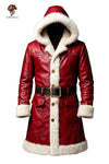 Lionstar Real Cowhide Leather Santa Coat with Hood