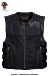 Men's Perforated Tactical Leather Biker Vest