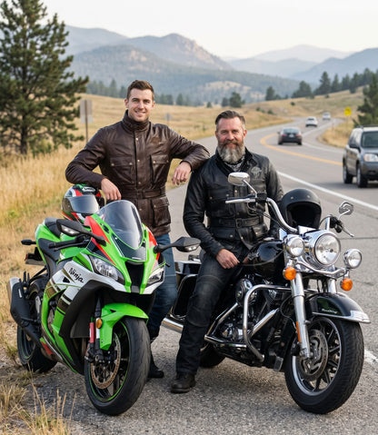 Men Bikers wearing Lionstar Biker Leather Coats