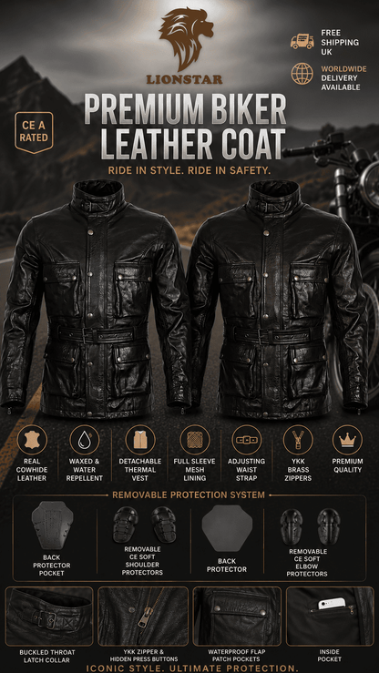 Men Biker Coats Black and Brown