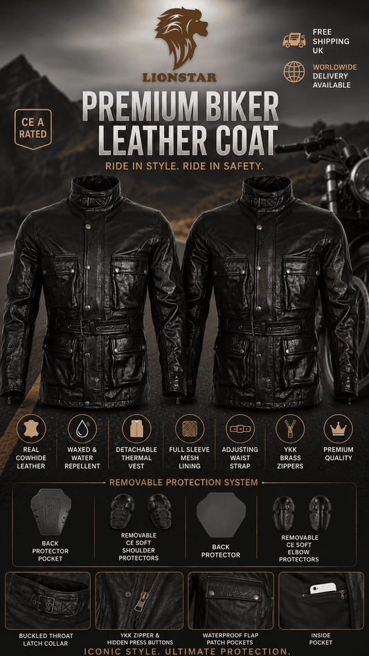 Men Biker Coats Black and Brown