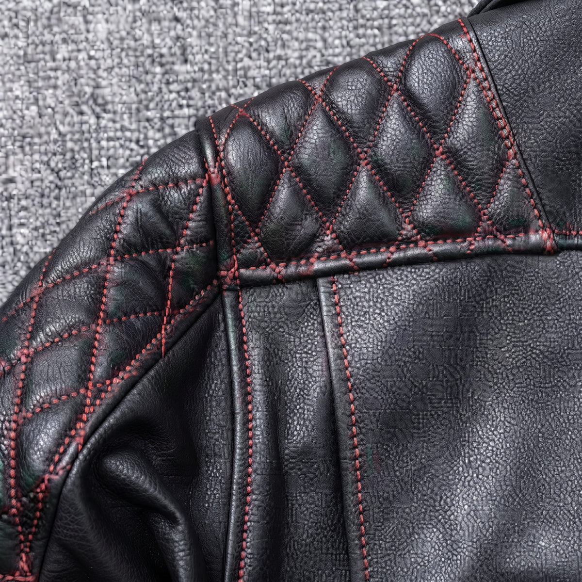 Lionstar Men's Black Genuine Cowhide Leather Café Racer Biker Jacket – Red Stitching