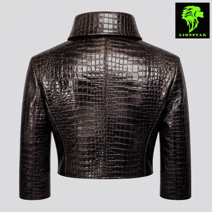 LionStar Ladies Genuine Crocodile Leather Premium Jacket | Black Brown