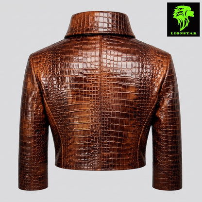 LionStar Ladies Genuine Crocodile Leather Premium Jacket | Black Brown