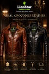 Men's Real Crocodile Leather Jacket Black Brown Handmade