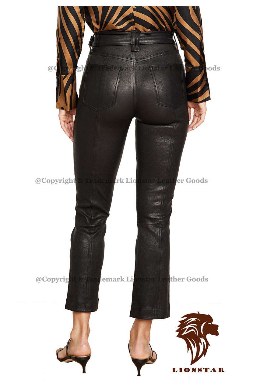 Women Leather Pants Back