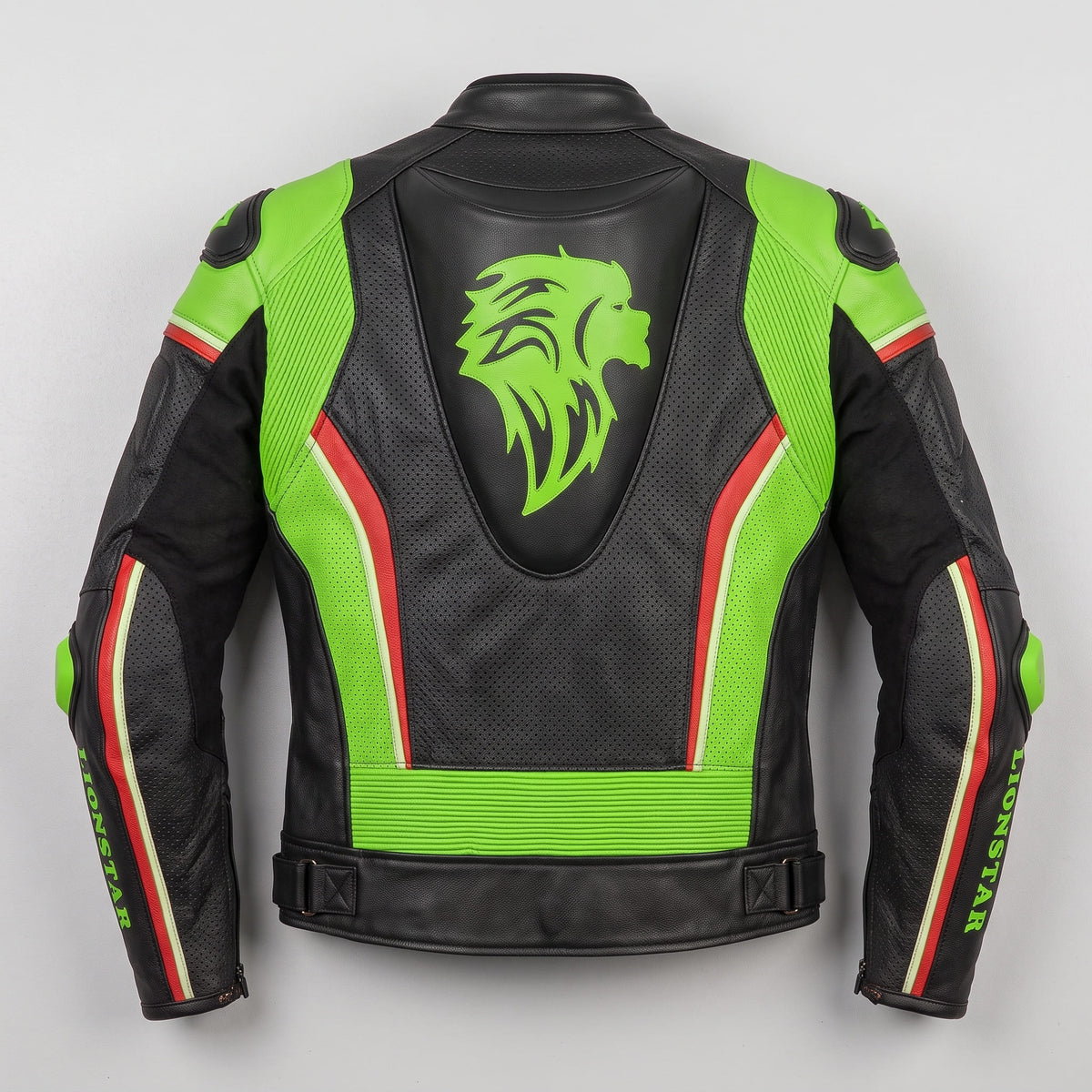 Lionstar Men's Cowhide Motorcycle Racing Leather Jacket