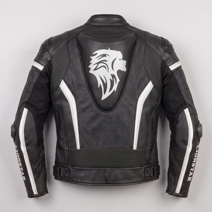 Lionstar Men's Cowhide Motorcycle Racing Leather Jacket