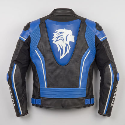 Lionstar Men's Cowhide Motorcycle Racing Leather Jacket