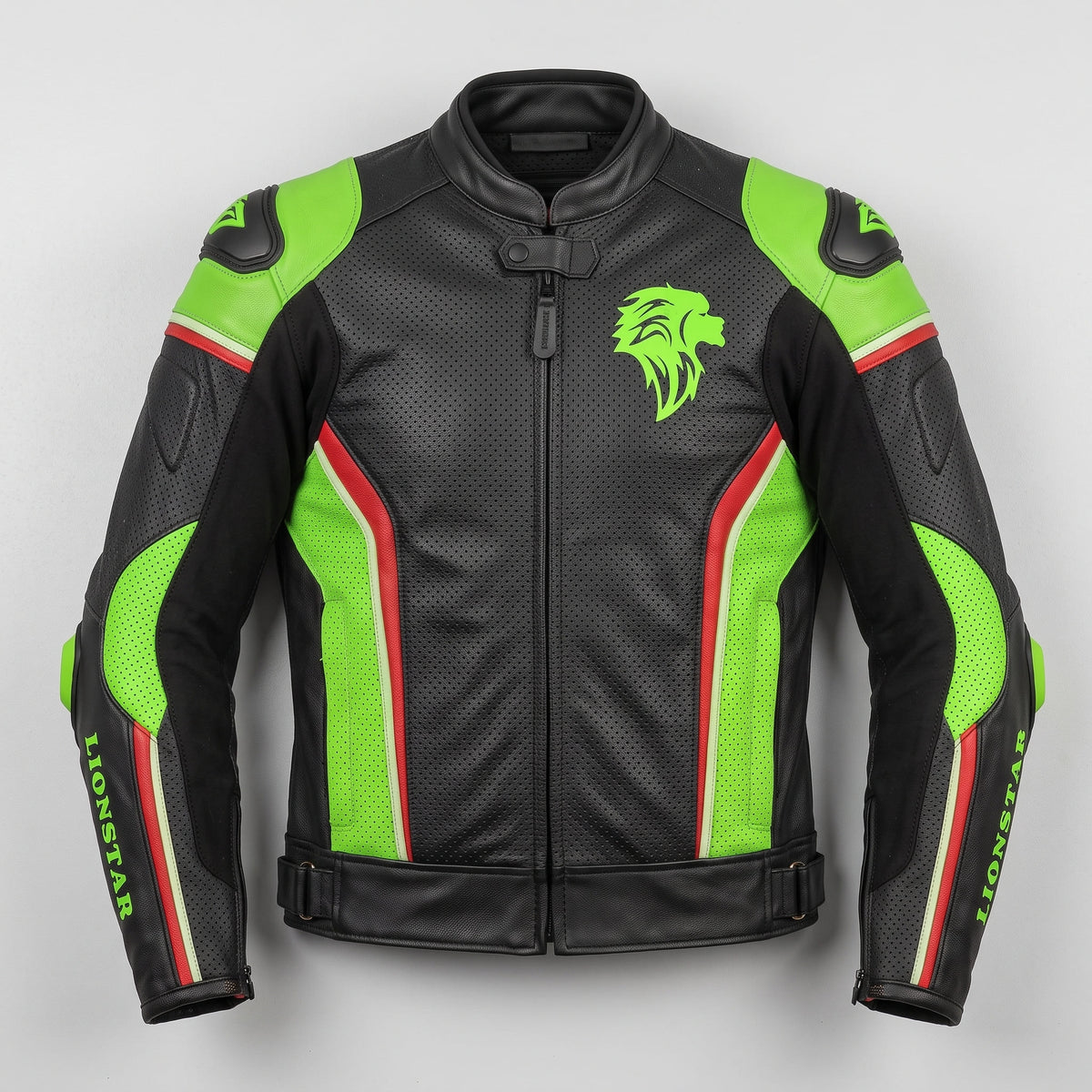 Lionstar Men's Cowhide Motorcycle Racing Leather Jacket