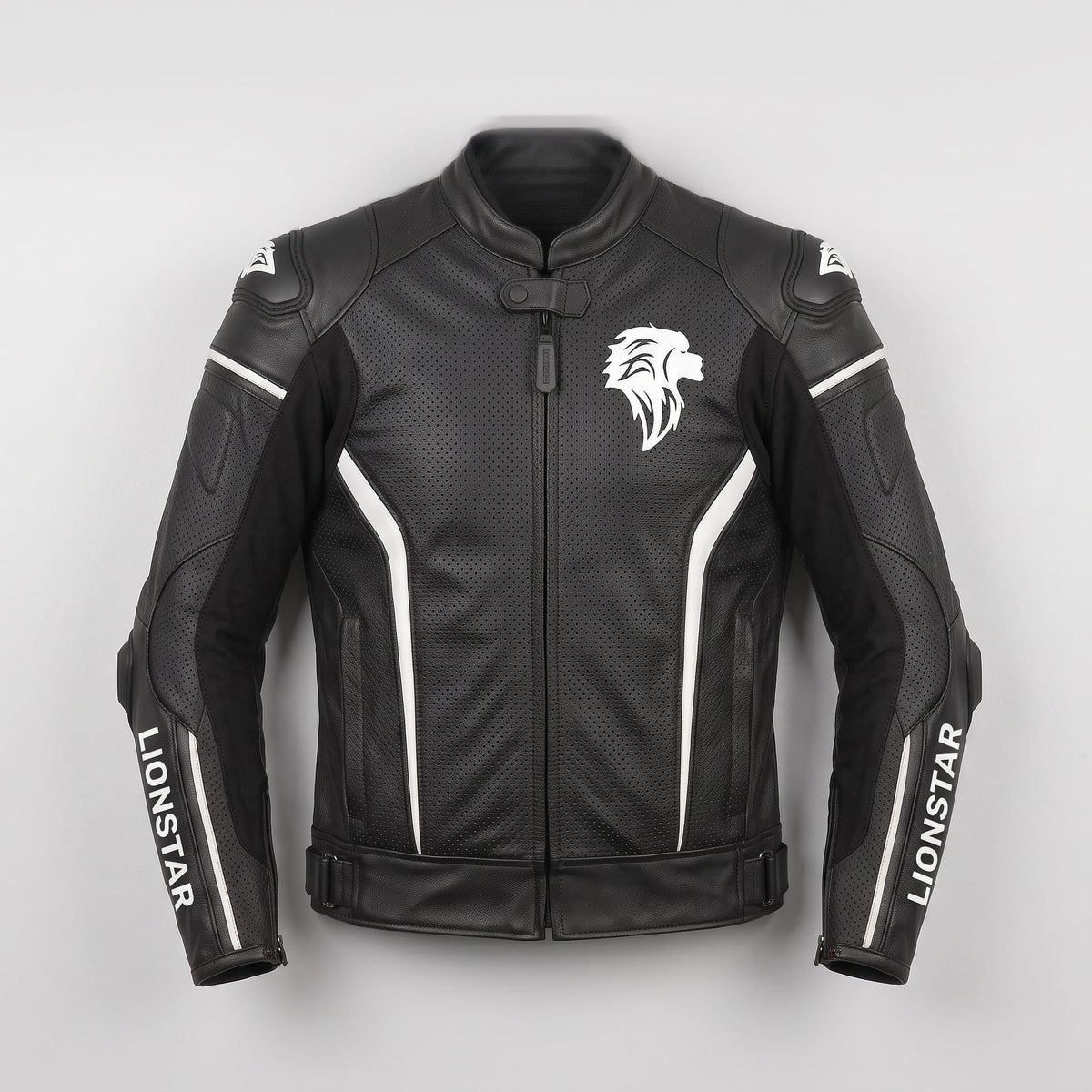 Lionstar Men's Cowhide Motorcycle Racing Leather Jacket