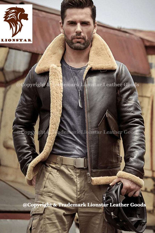 Stylish Men's Winter Leather Coats with Fur Model