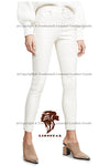 Women's Snow White Sheepskin Leather Pants