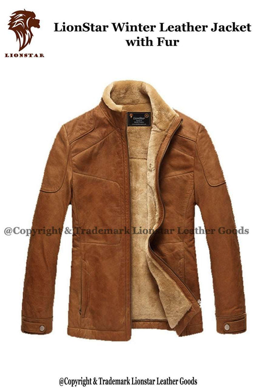 Pilot jacket with fur lining for men
