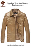 Men's Brown Leather Jacket - Hero Vintage Biker Style