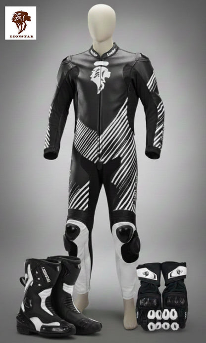 Mini Moto Suit Black and White Set