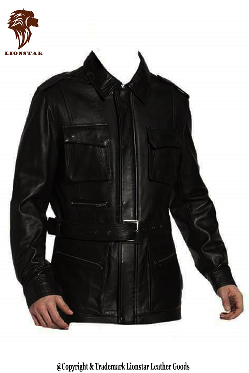 Men Black Leather Coat