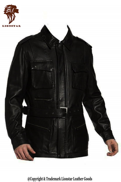Men Black Leather Coat
