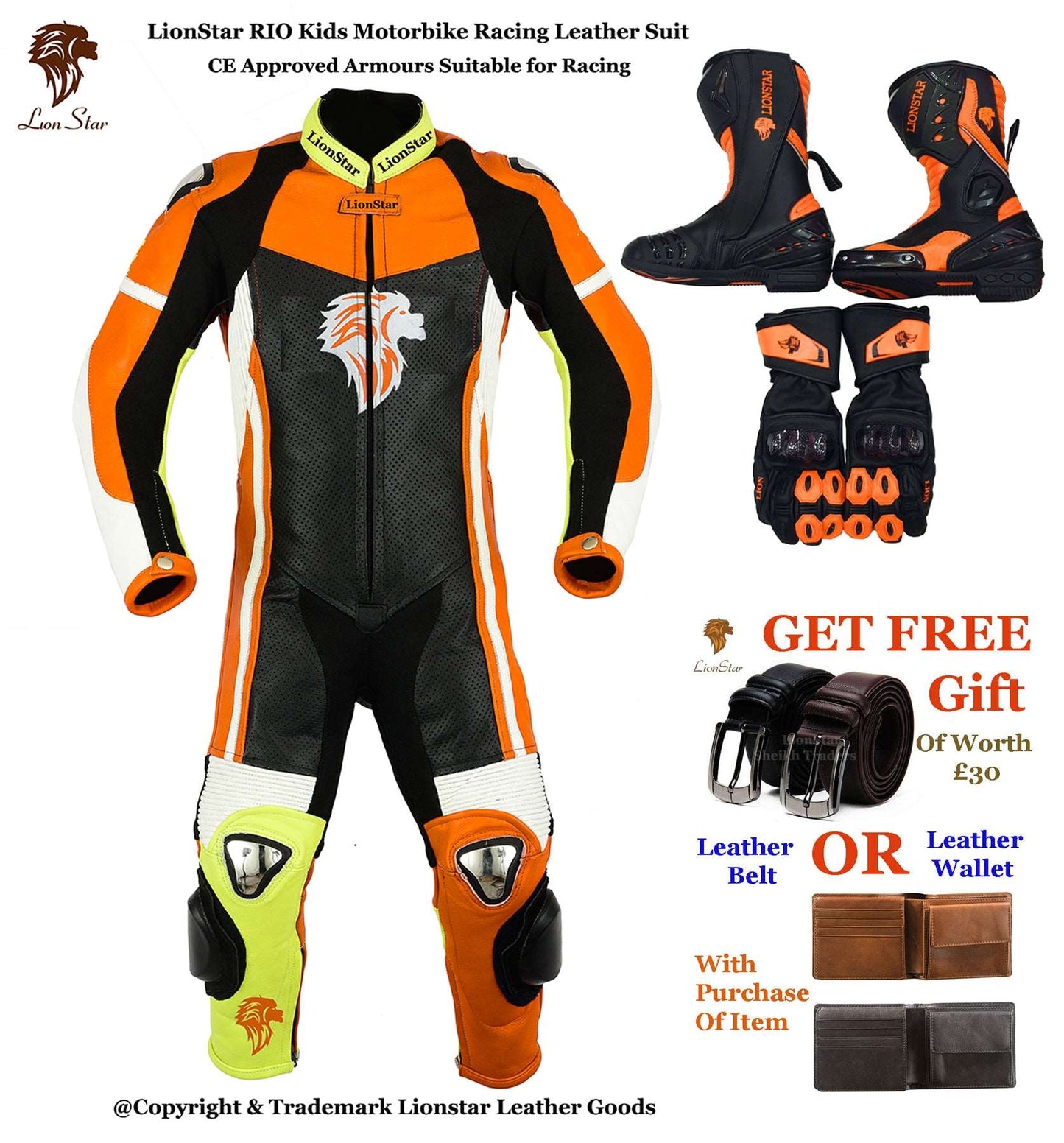 Biker Racing Suit Orange Set