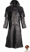 Men's Real Sheep Leather Gothic Vampire Long Trench Coat – Black Steampunk Duster Jacket